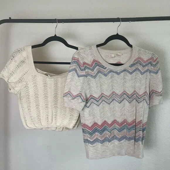 Lot of 8 Womens Top Blouse Cropped Medium Spring Clothes - Picture 2 of 10